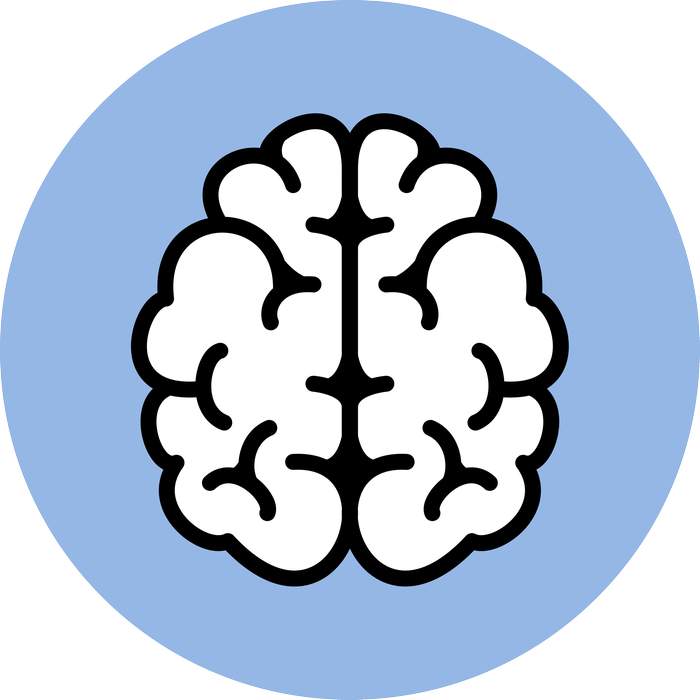 Illustration på en hjärna, som symboliserar "huvudet".