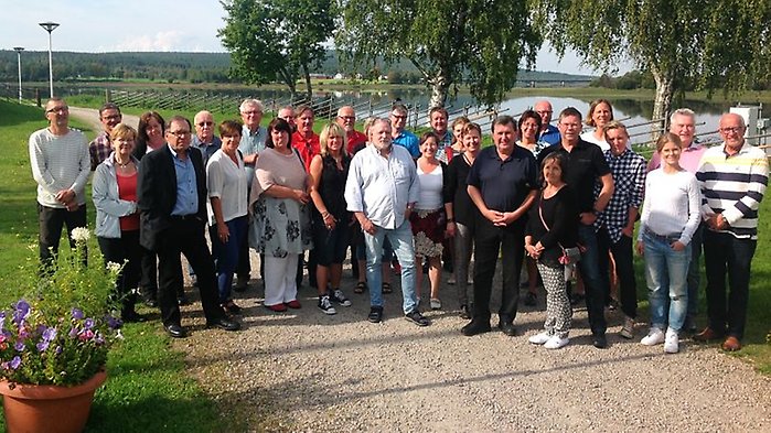 Alla deltagare uppställda under den regionala leaderträffen i Överkalix, augusti 2015.