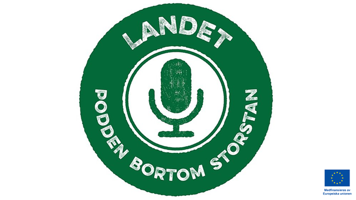 Logotyp för Podden Landet.