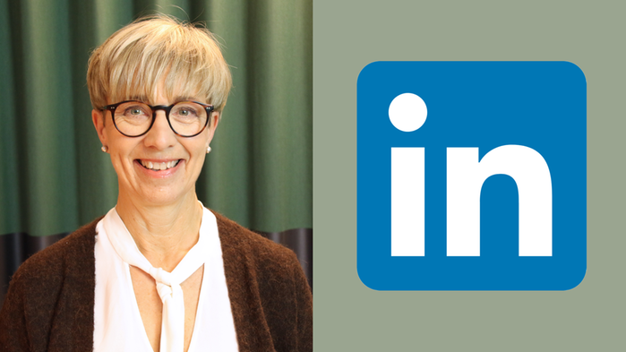 Kanslichef för Landsbygdsnätverket Ulrika Holmgren har blont hår och orange tröja. Logotypen för LinkedIn finns i bild