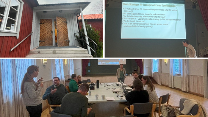 Collage av bilder från skrivarstugan.