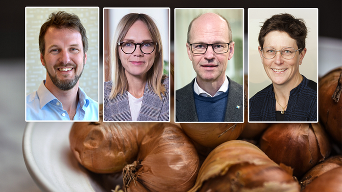 Johan Stenberg, Erika Ax, Thomas Nilsson och Ingela Hiltula medverkade i webbinariet om matsvinn. Foto: ANDERS WIKLUND / TT