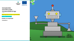 Animerad bild av en ogräsrobot och framsidan på en rapport
