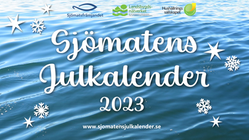 Vattenyta med texten Sjömatens julkalender 2023 ovanpå.